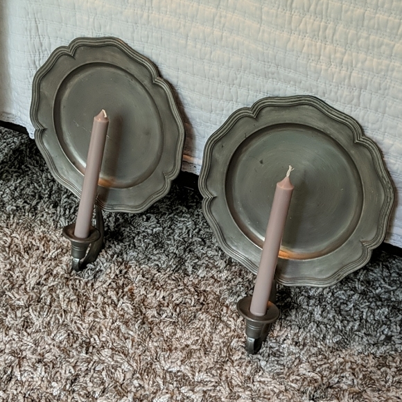 Pewter wall candlestick holders